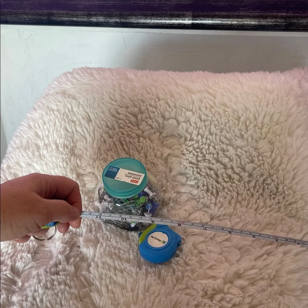 MetLife Blue and Green Tape Measures x 2 with Push Pins and paper clips .
